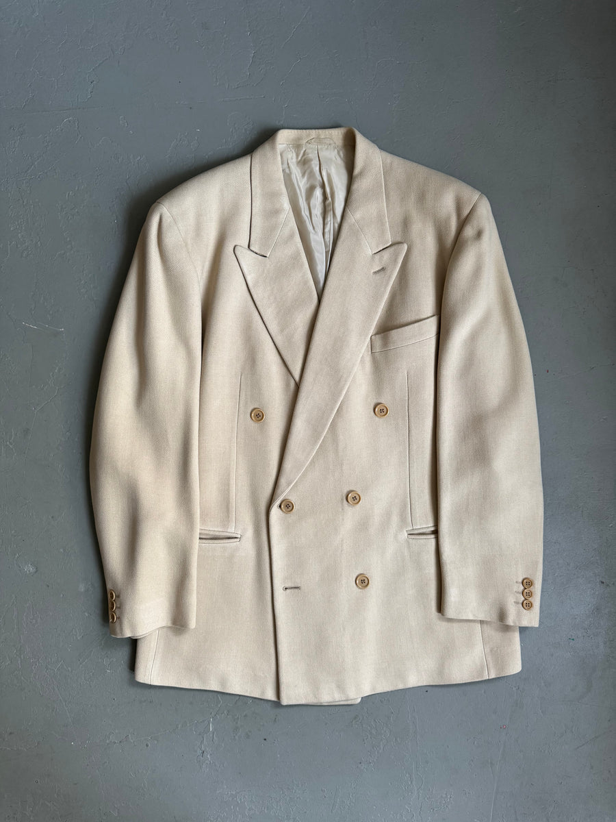 GIORGIO ARMANI シルク100% セットスーツ ベージュ/UW351 1990s Giorgio Armani silk suit off white – Bluehorse.clothing