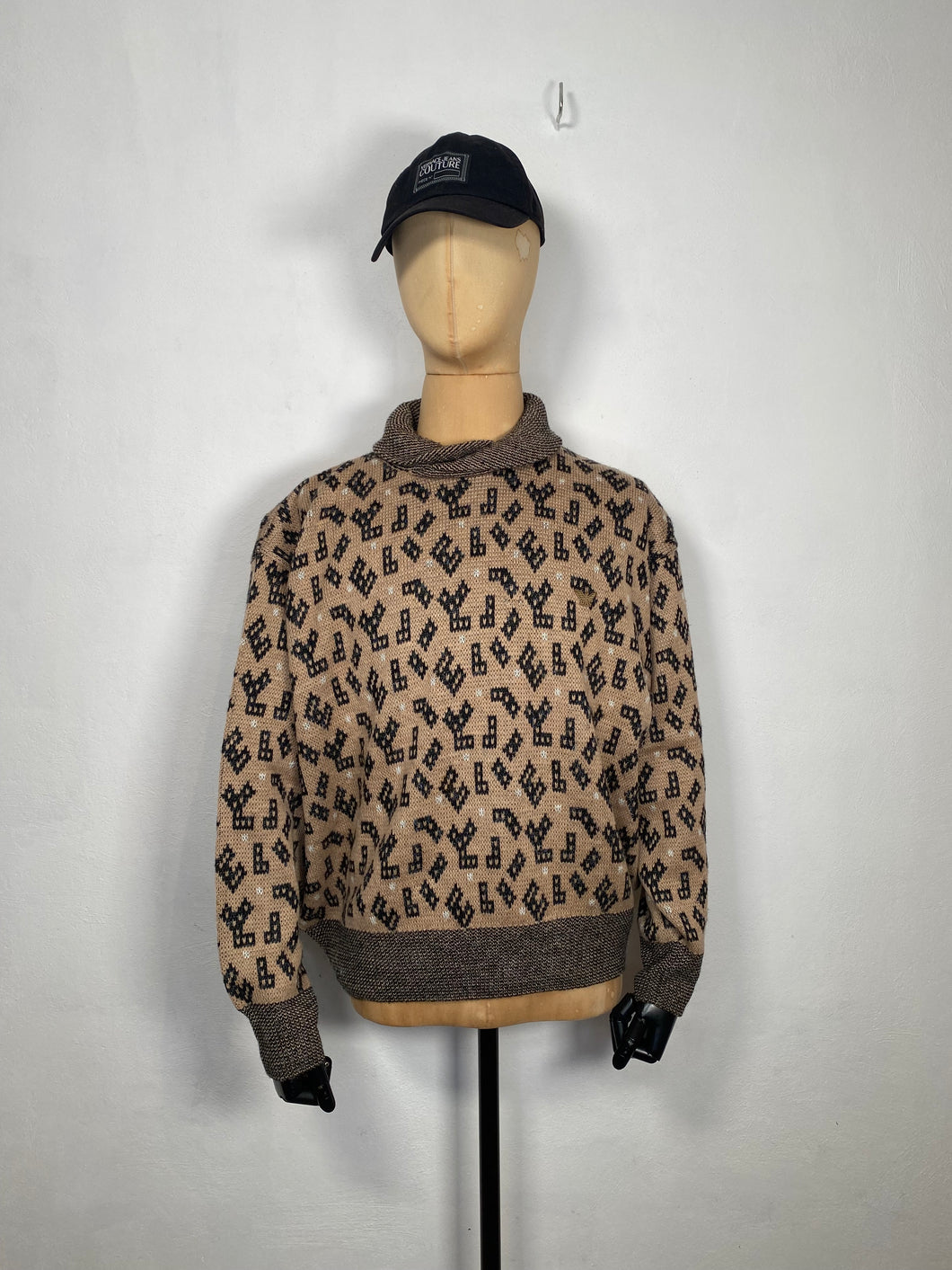 1980s Emporio Armani shawl collar Creme jumper