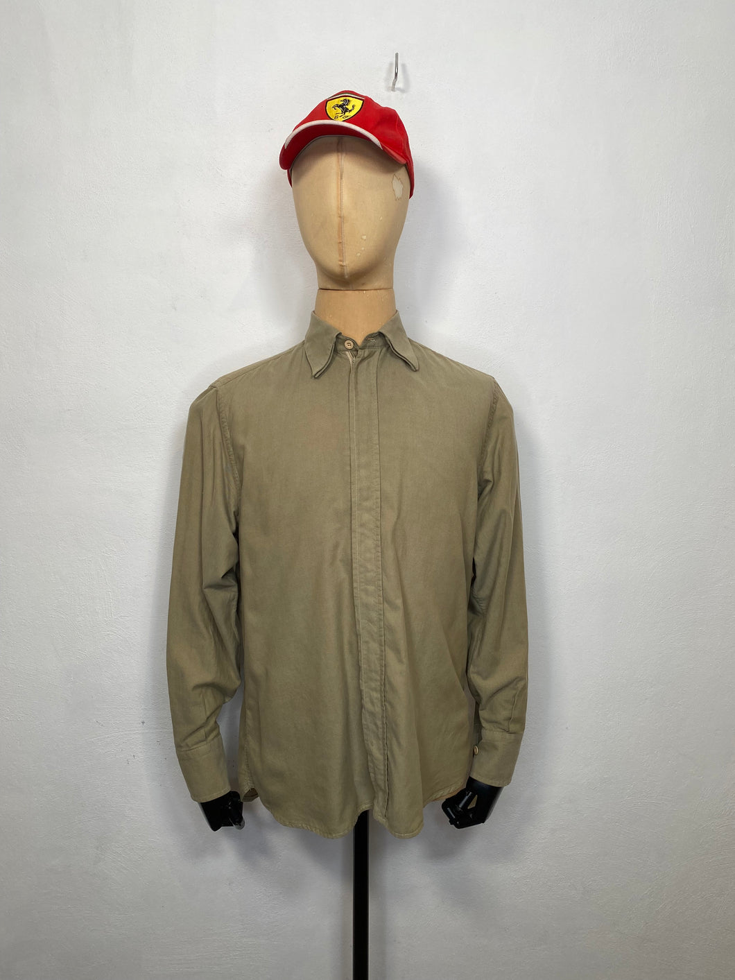 1990s Gianfranco Ferre linen zip shirt green