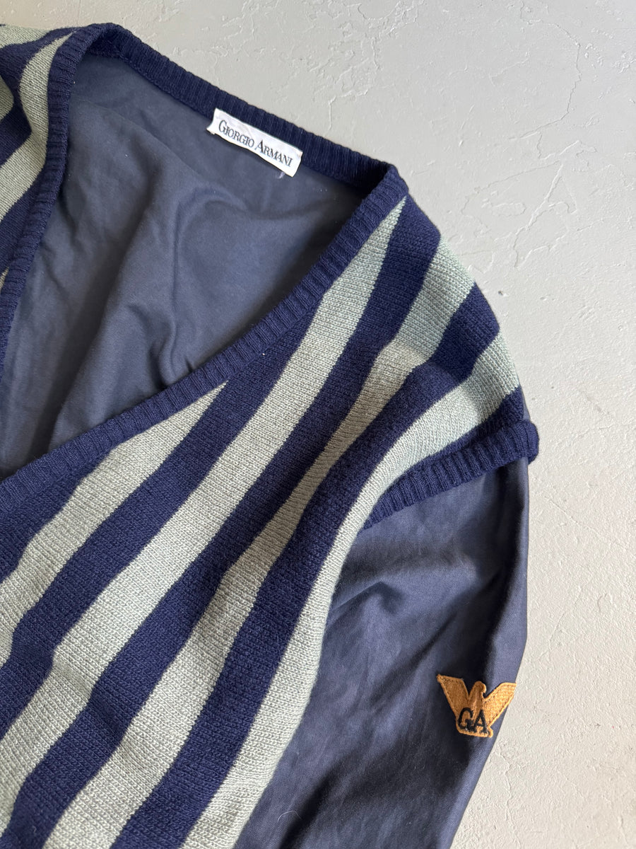 1980s Giorgio Armani navy Blue stripped cardigan – Bluehorse