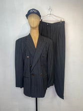 Load image into Gallery viewer, 1980s Hugo Boss charcoal stripe suit Belmondo

