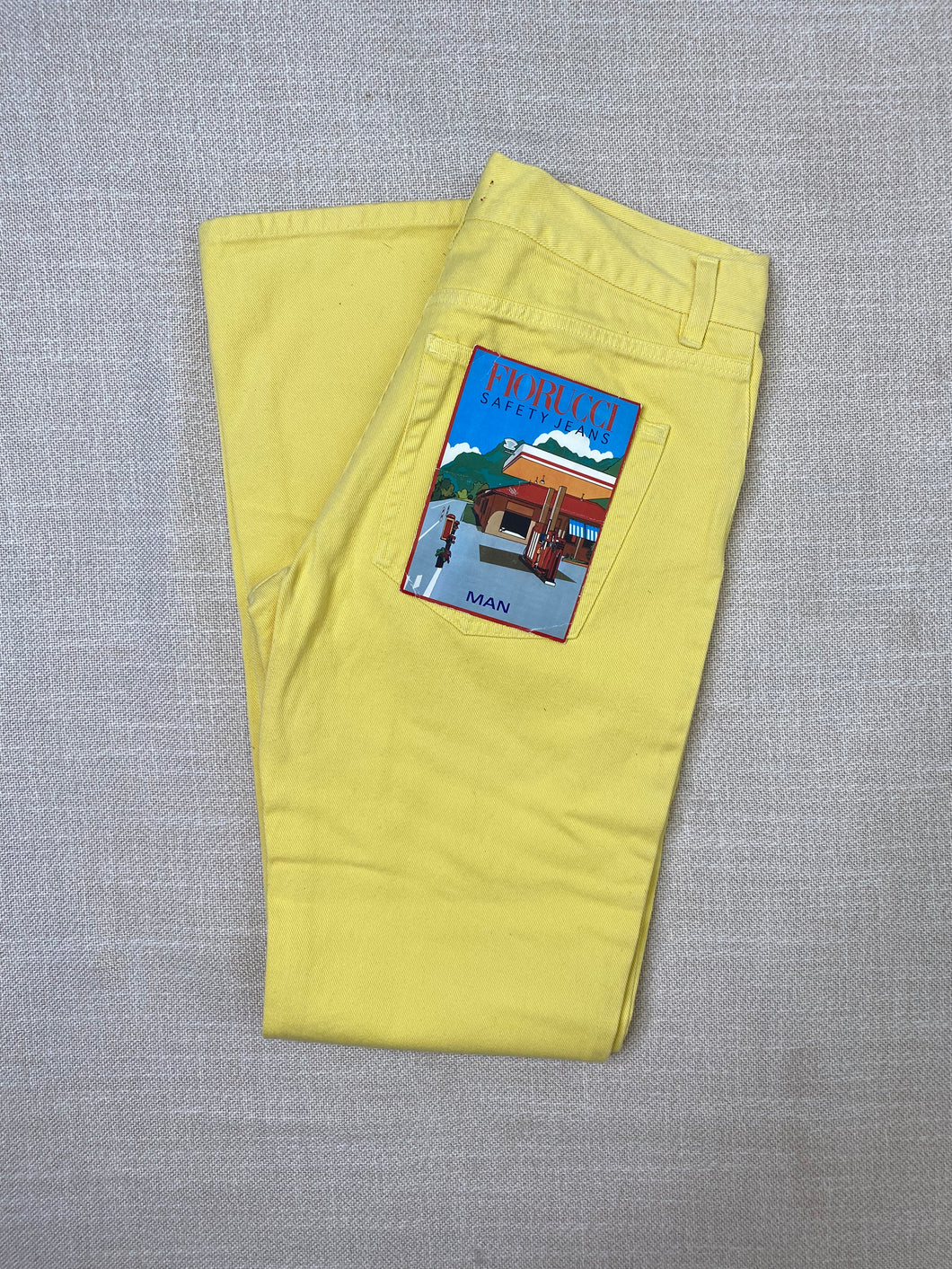 1980s Fiorucci bootcut jeans yellow NOS