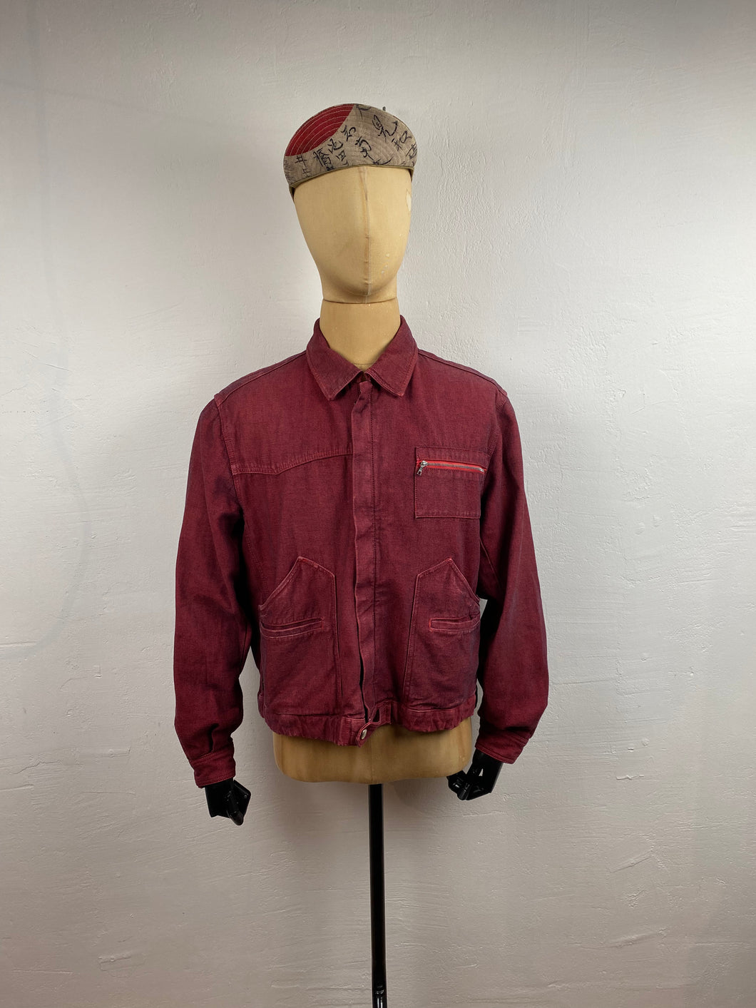 1980s Giorgio Armani jeans jacket red