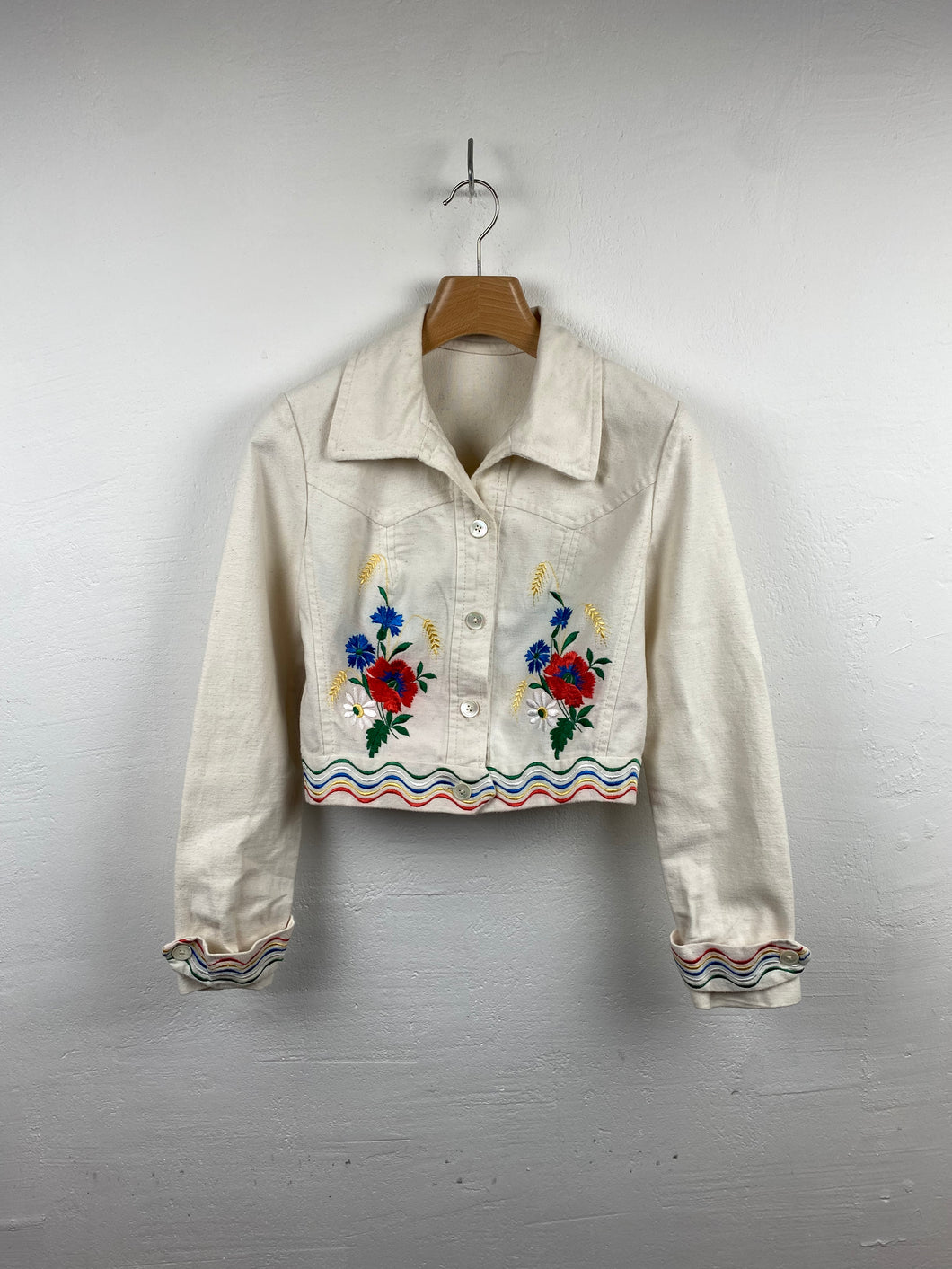 1970s cotton jacket with flower application