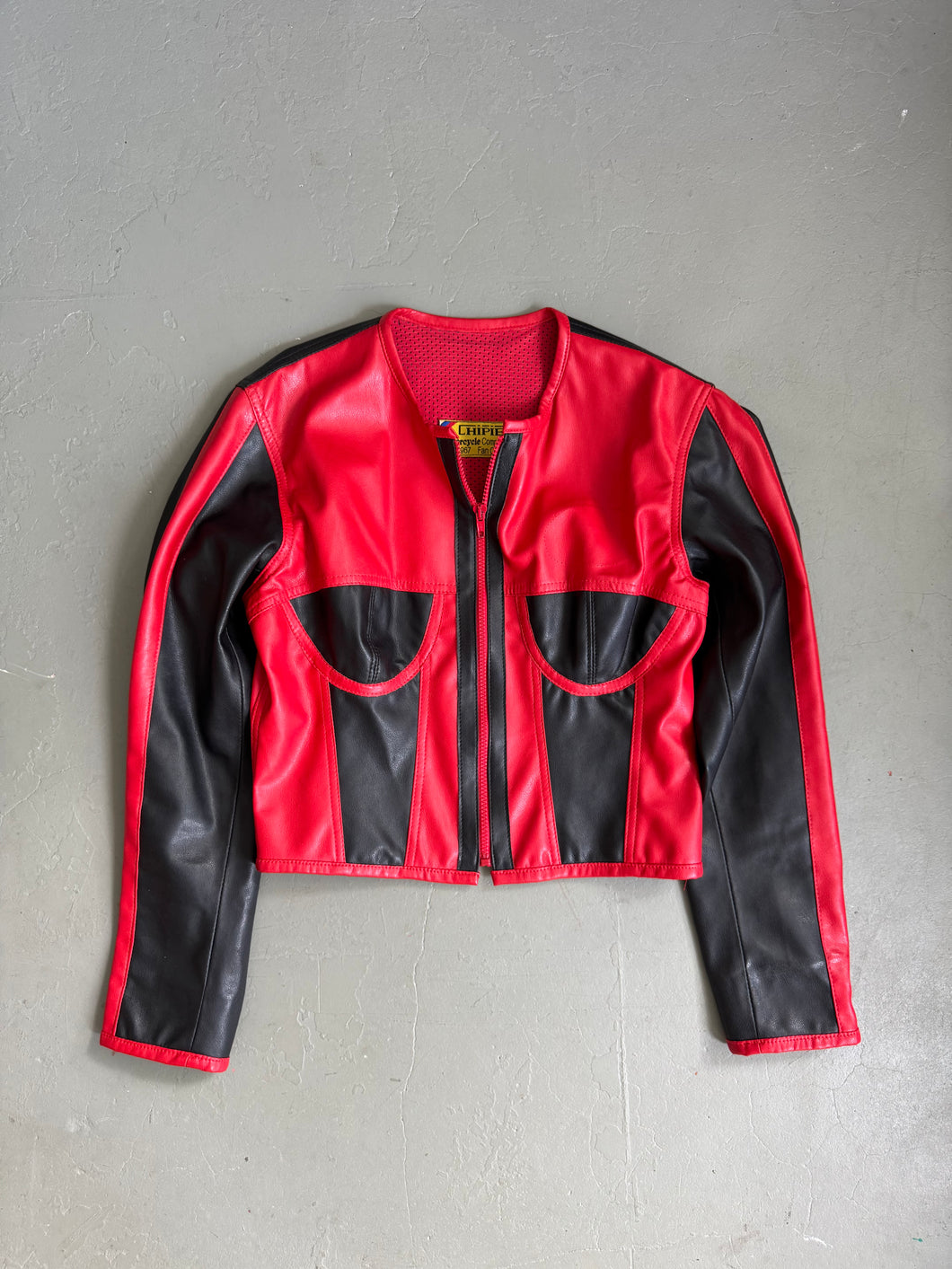 1990s Chipie biker jacket short  red / black