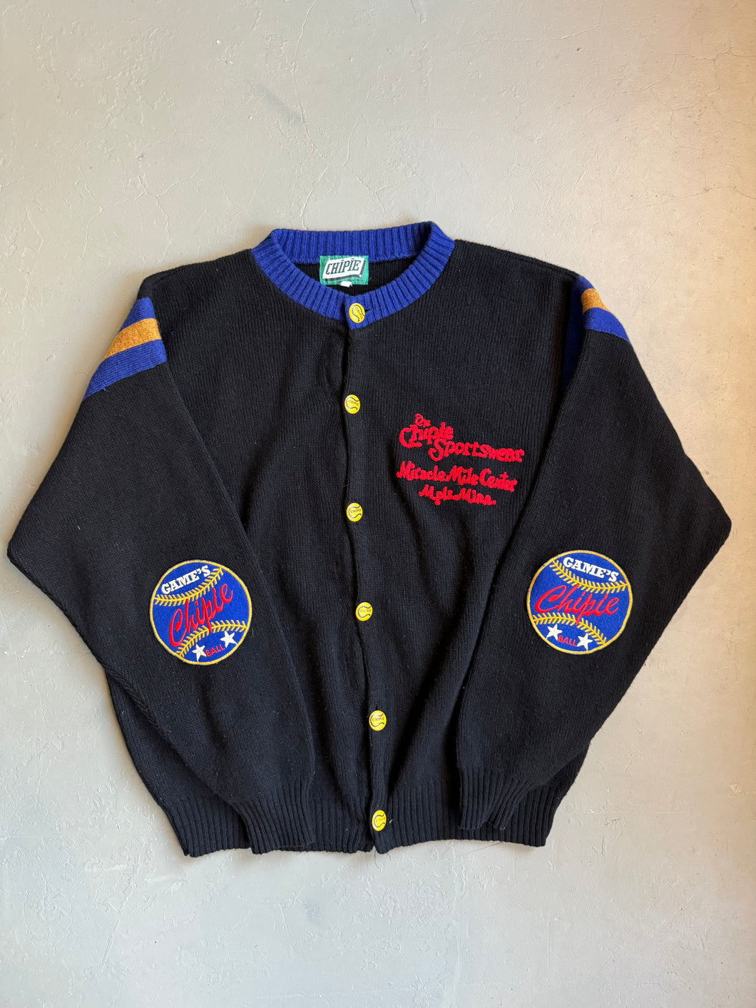 1990s Chipie Baseball cardigan black