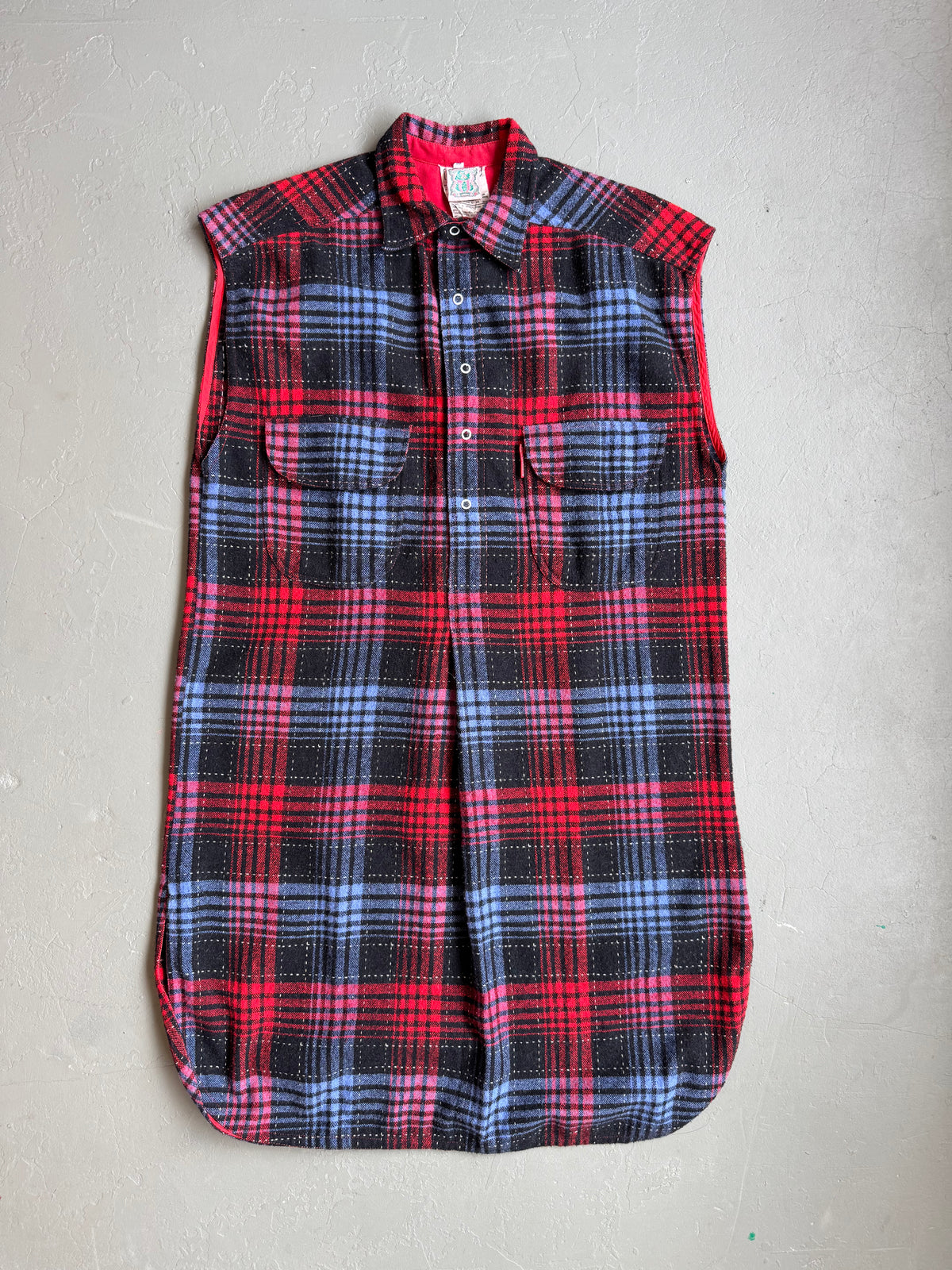 Fiorucci dress red & blue plaid 1970s