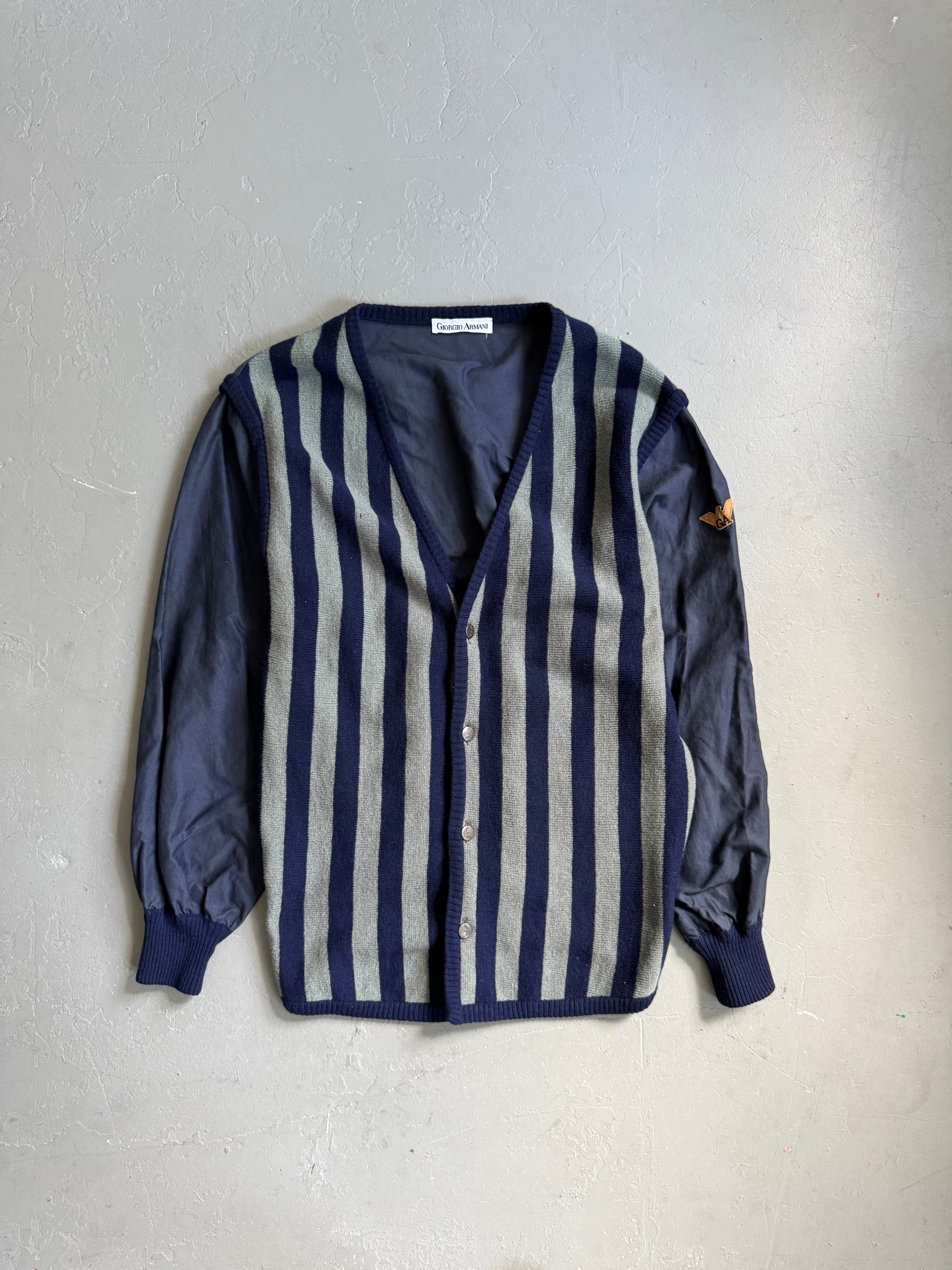 1980s Giorgio Armani navy Blue stripped cardigan – Bluehorse.clothing