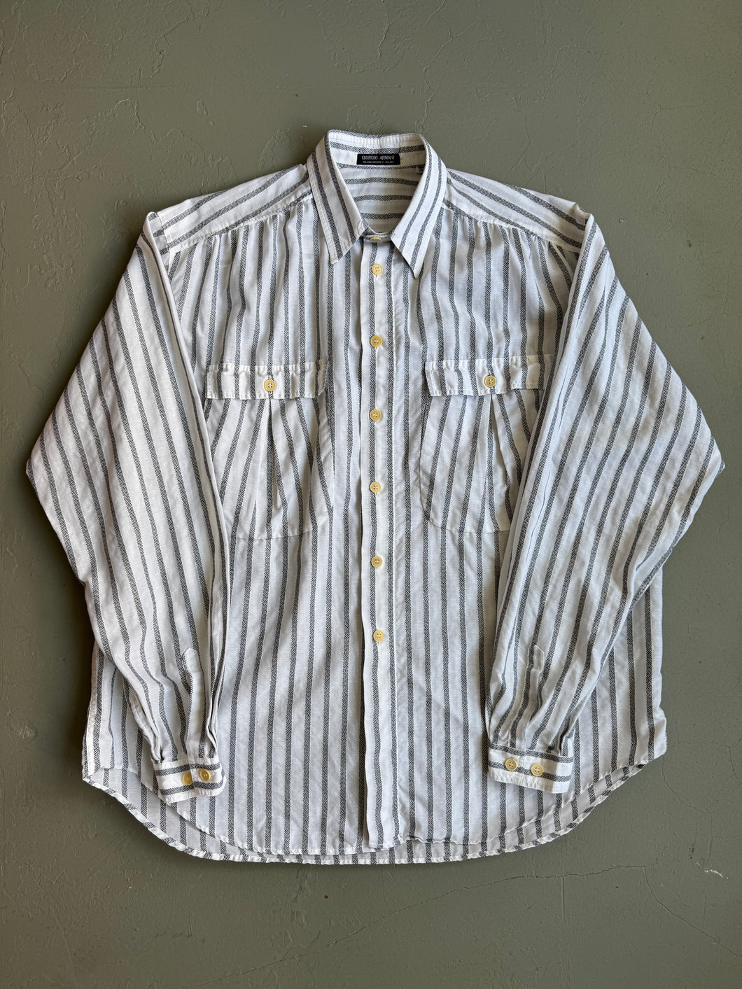1990s Giorgio Armani striped shirt black / white