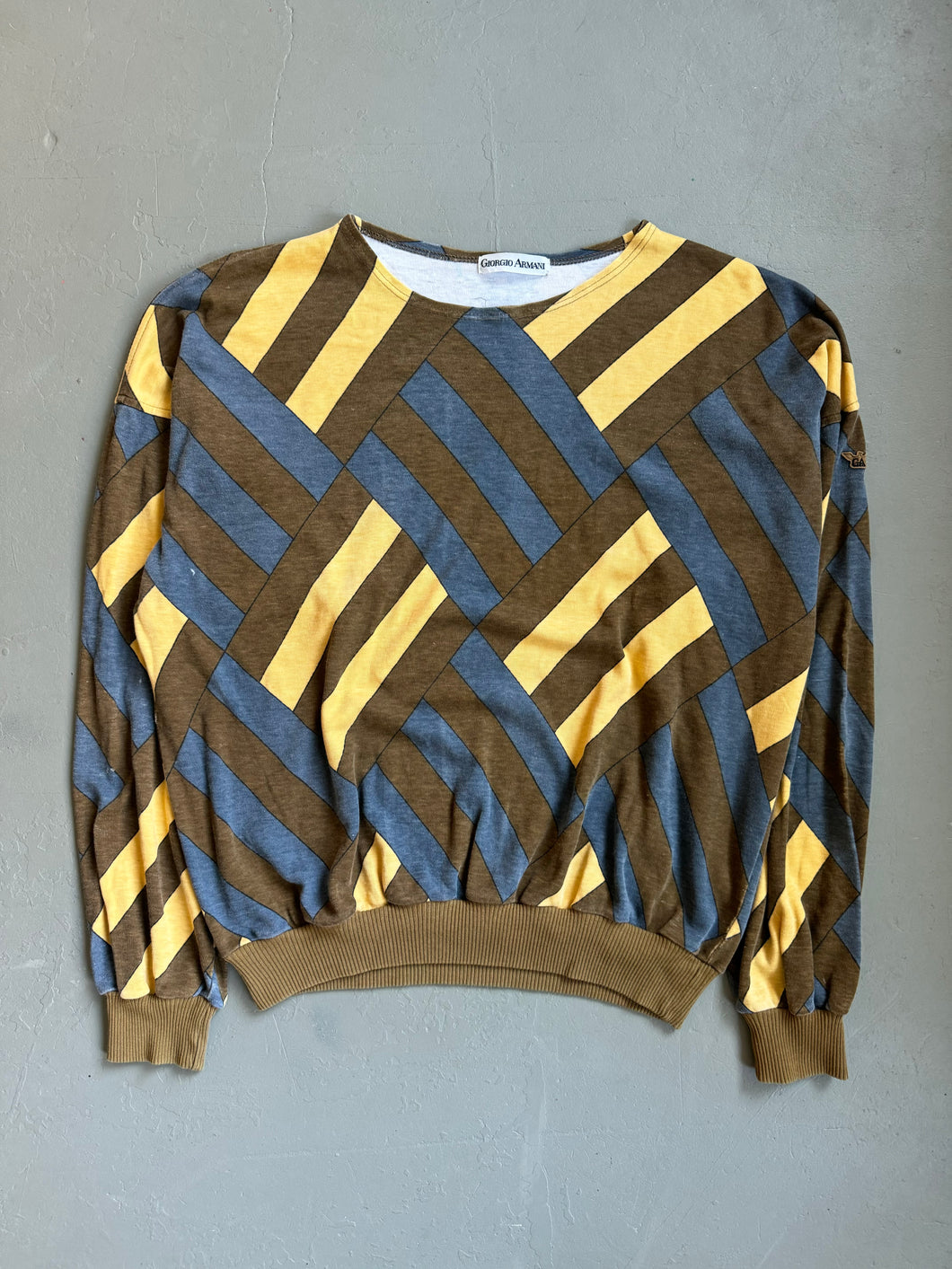 1980s Giorgio Armani jersey sweater brown / yellow