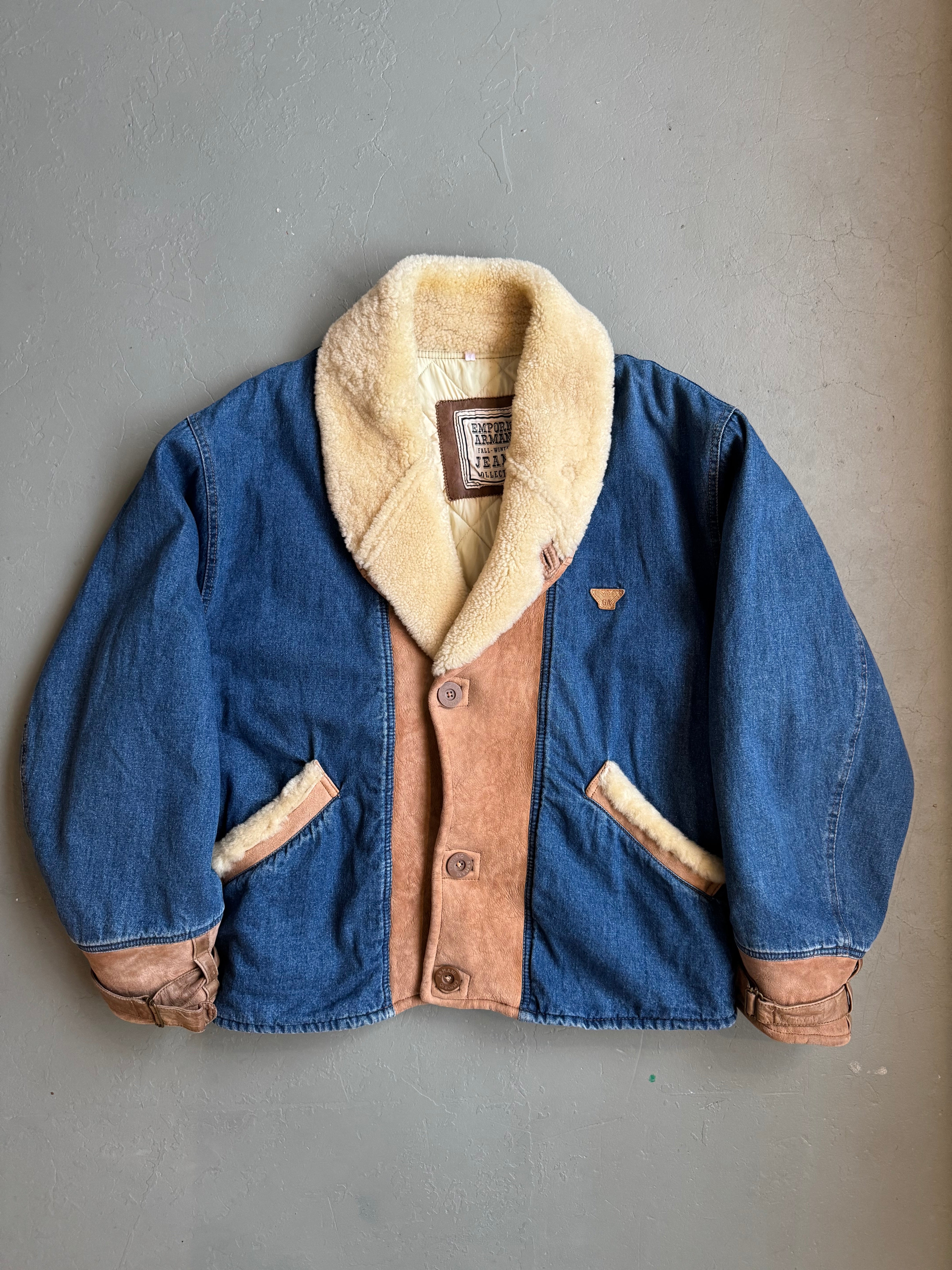 ジャケット・アウター Emporio Armani mouton jacket 80s Sicons Vintage 80s Giorgio Armani Milano Armani Jeans Brown