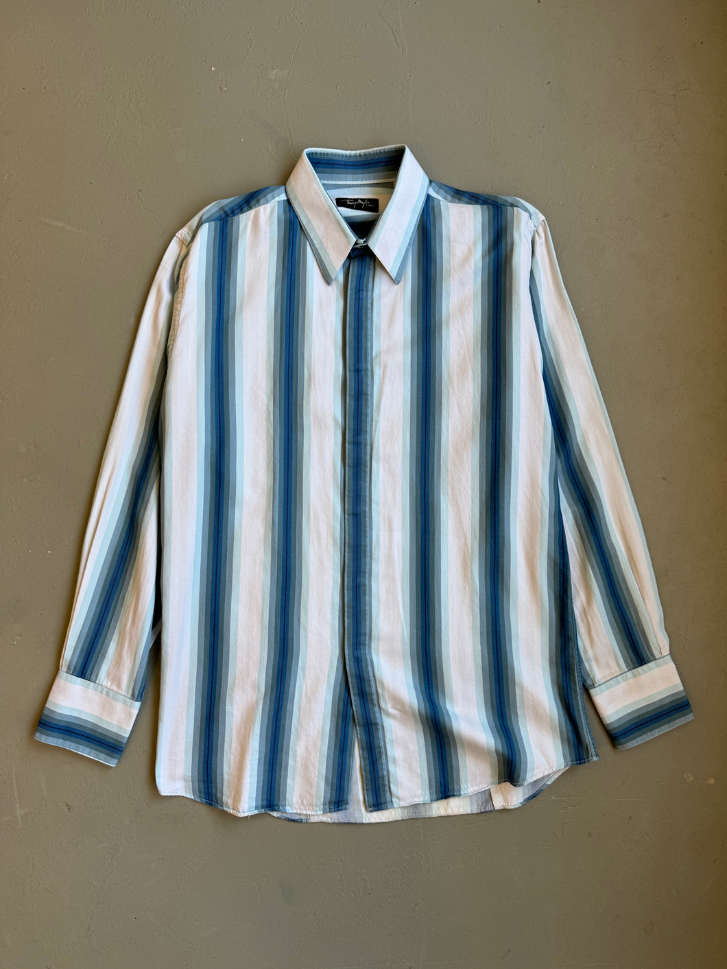 1990s Therry Mugler stripe shirt vintage archive fashion 