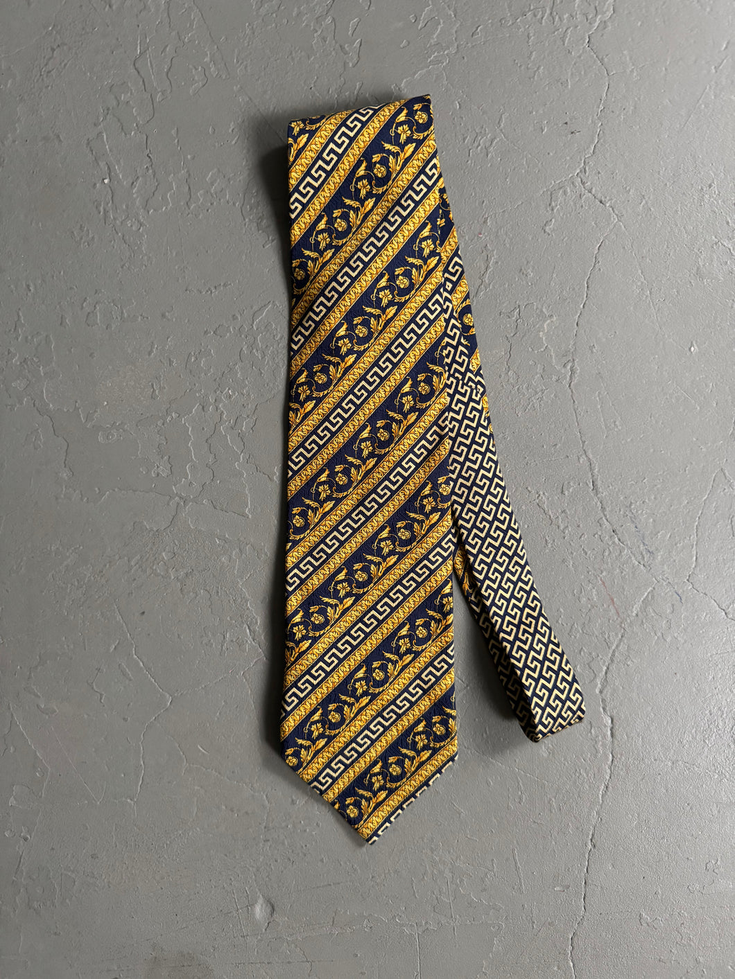 1990s Gianni Versace necktie striped blue / yellow