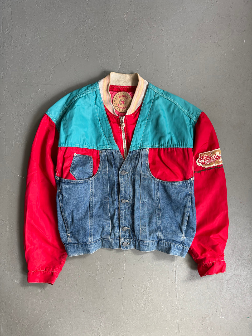 1980s Classic nouveau denim/ nylon jacket