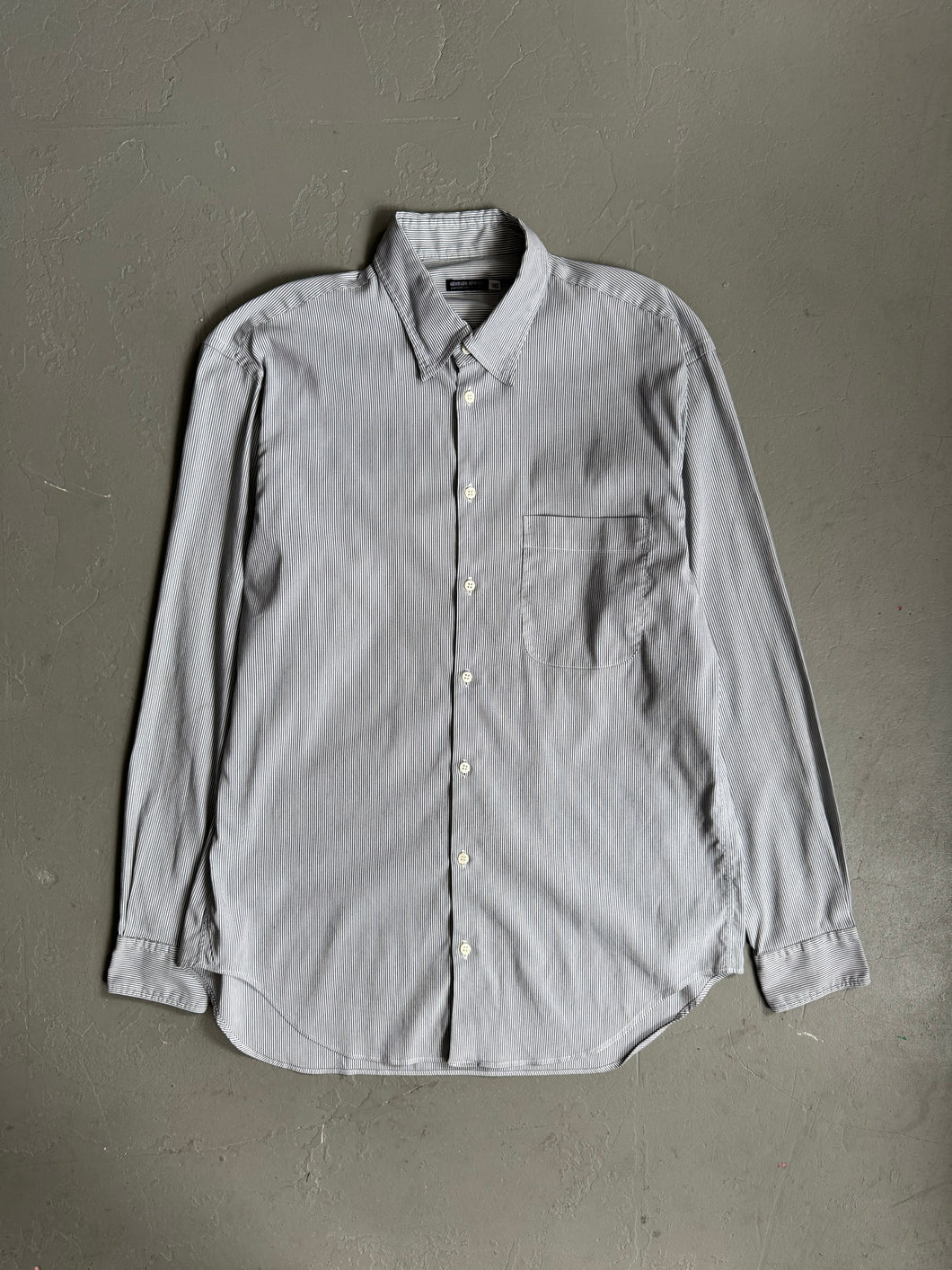 1990s Giorgio Armani black Label shirt blue stipes