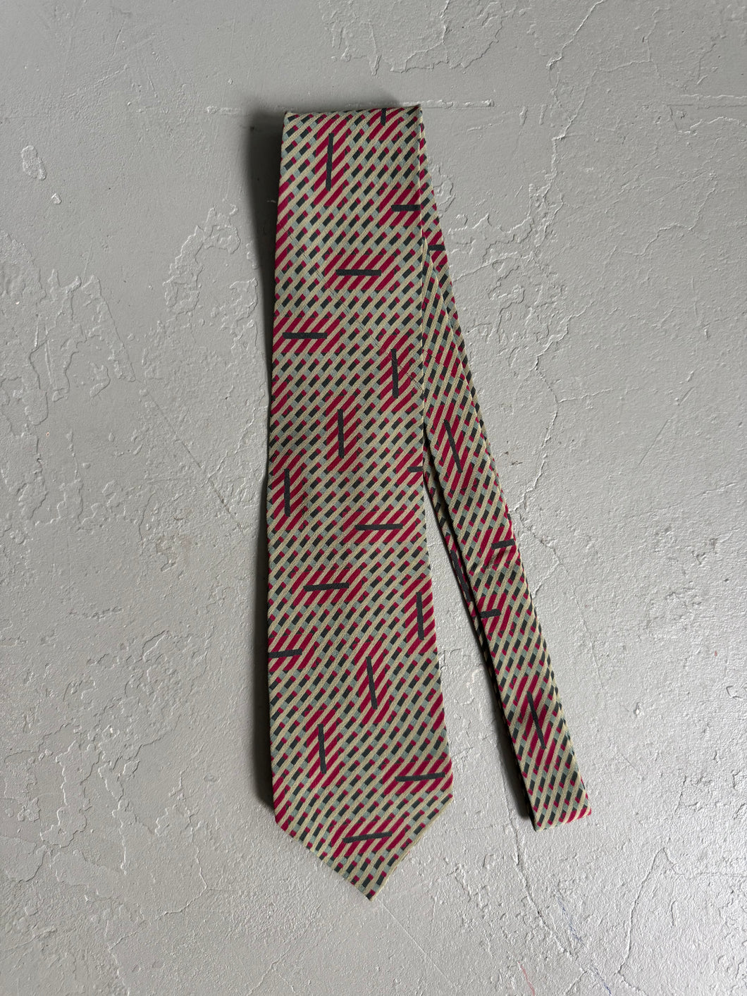 1990s Giorgio Armani black label necktie red / green