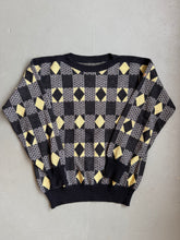 Load image into Gallery viewer, 1980s Giorgio Armani yellow black diamond jumper vintage archive fashion
