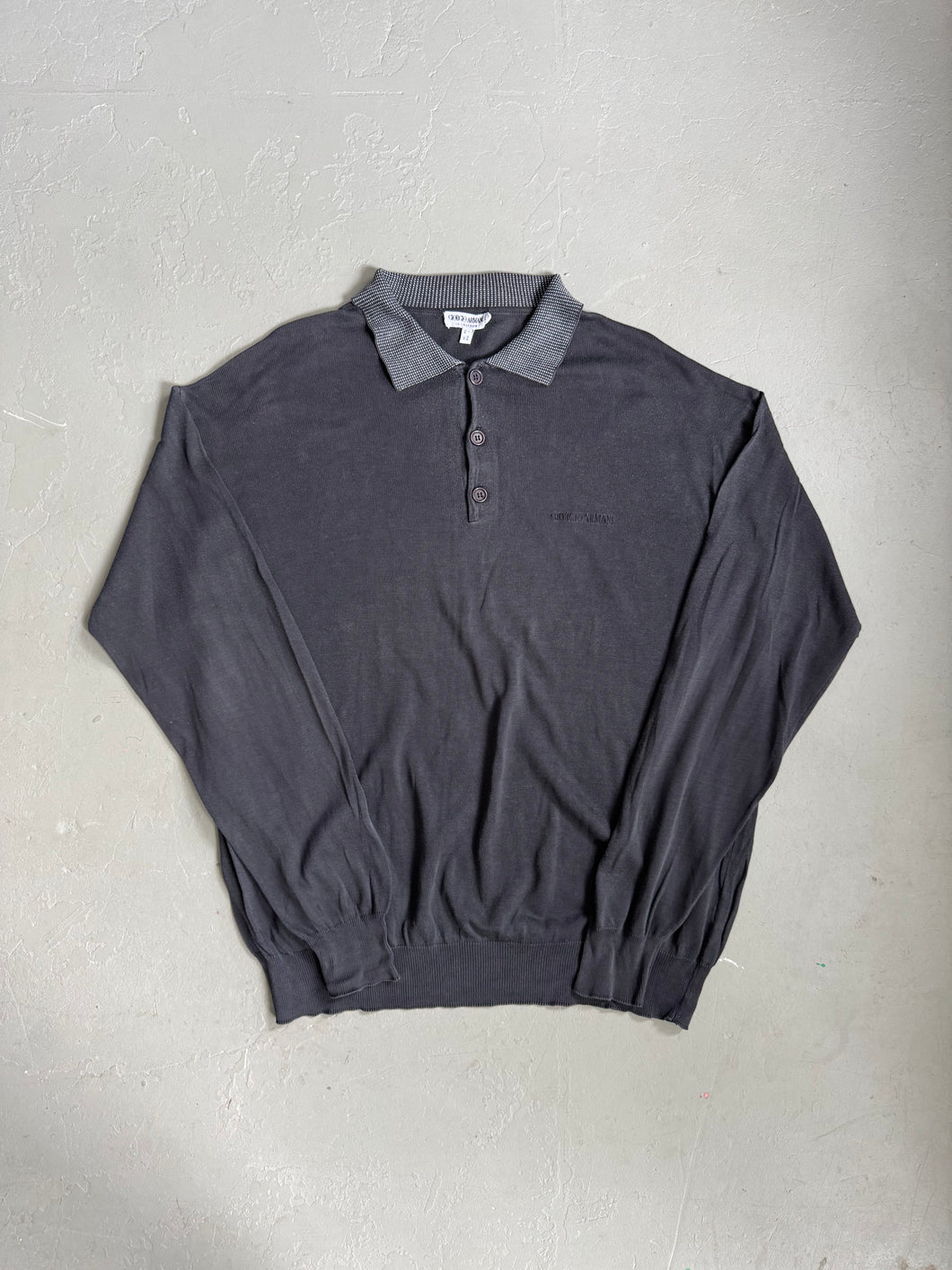 1980s Giorgio Armani long sleeve polo black