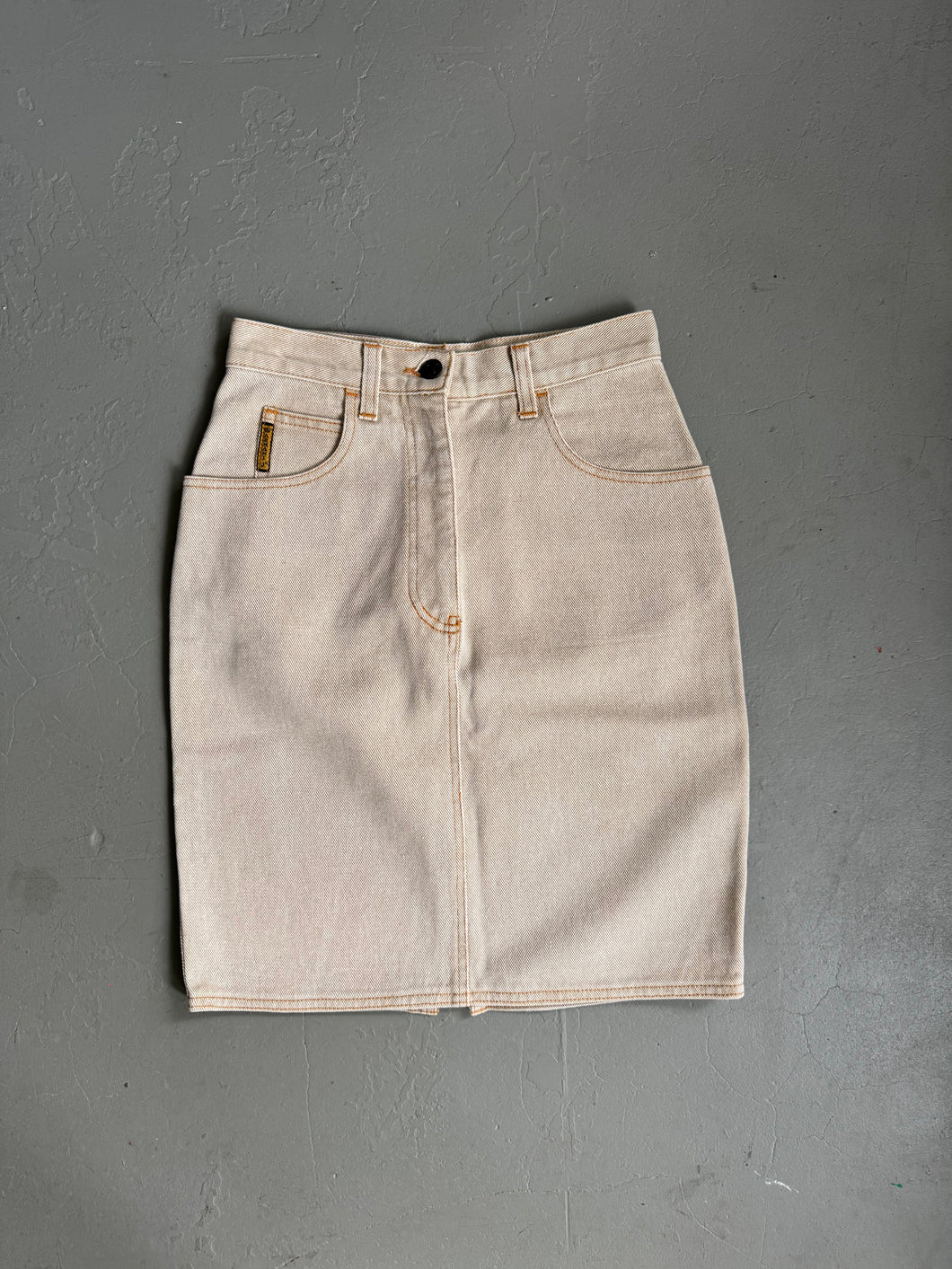 1980s Armani jeans denim skirt beige