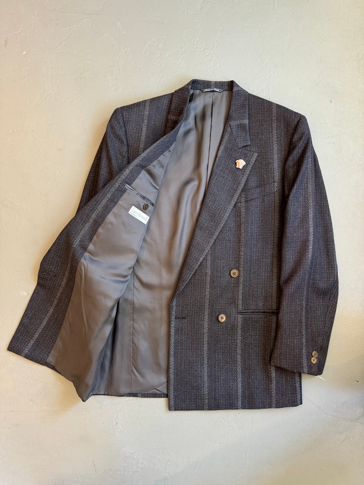 Gianni Versace striped db blazer 1980s