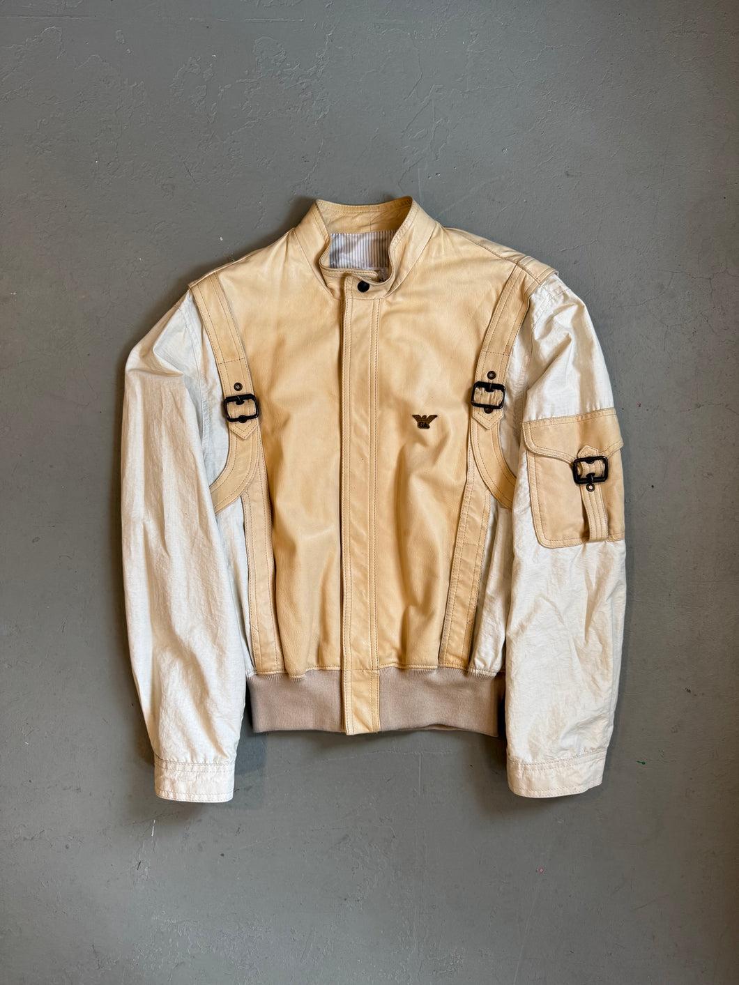 1983 Giorgio Armani leather nylon jacket white