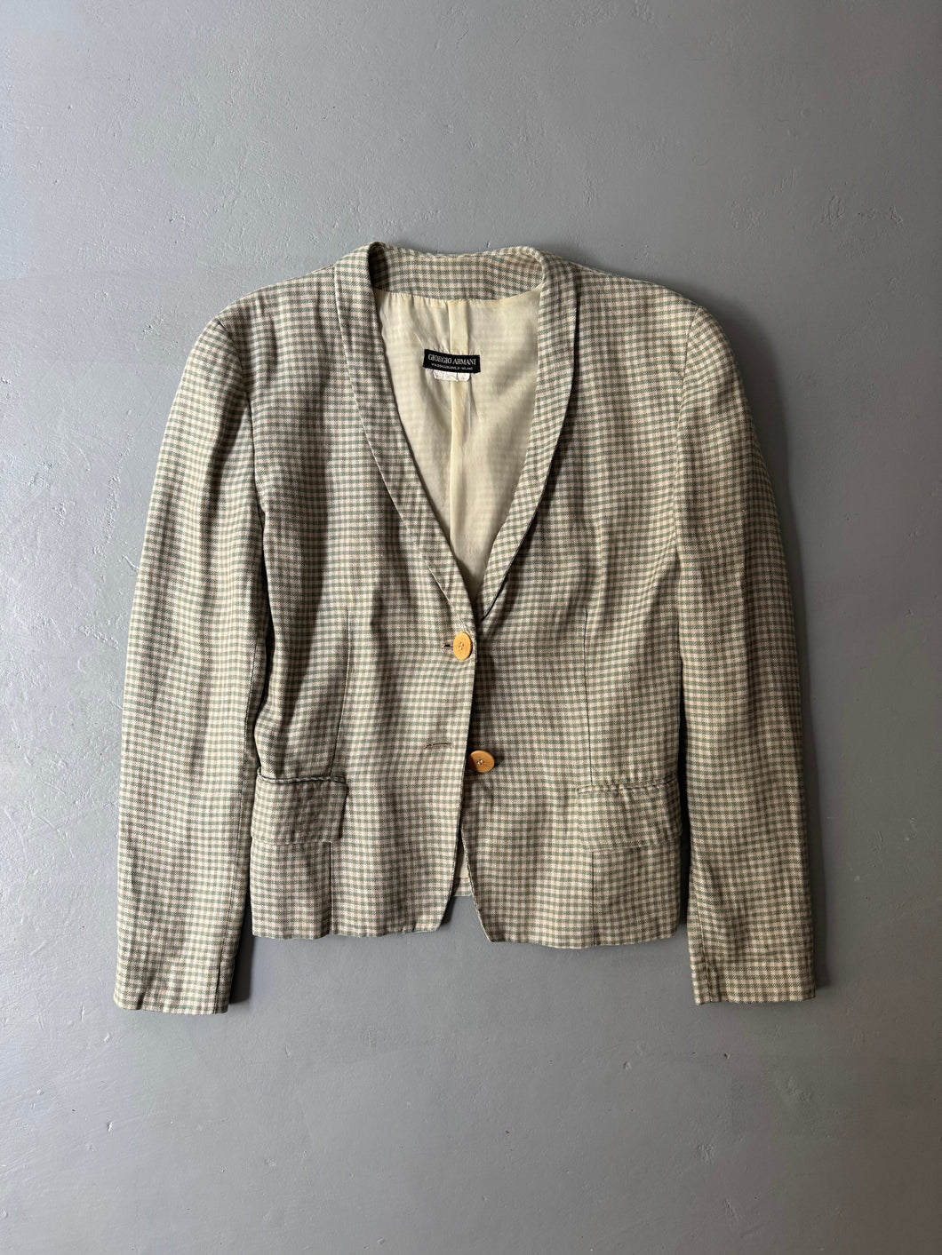 1980s Giorgio Armani jacket green brown checked