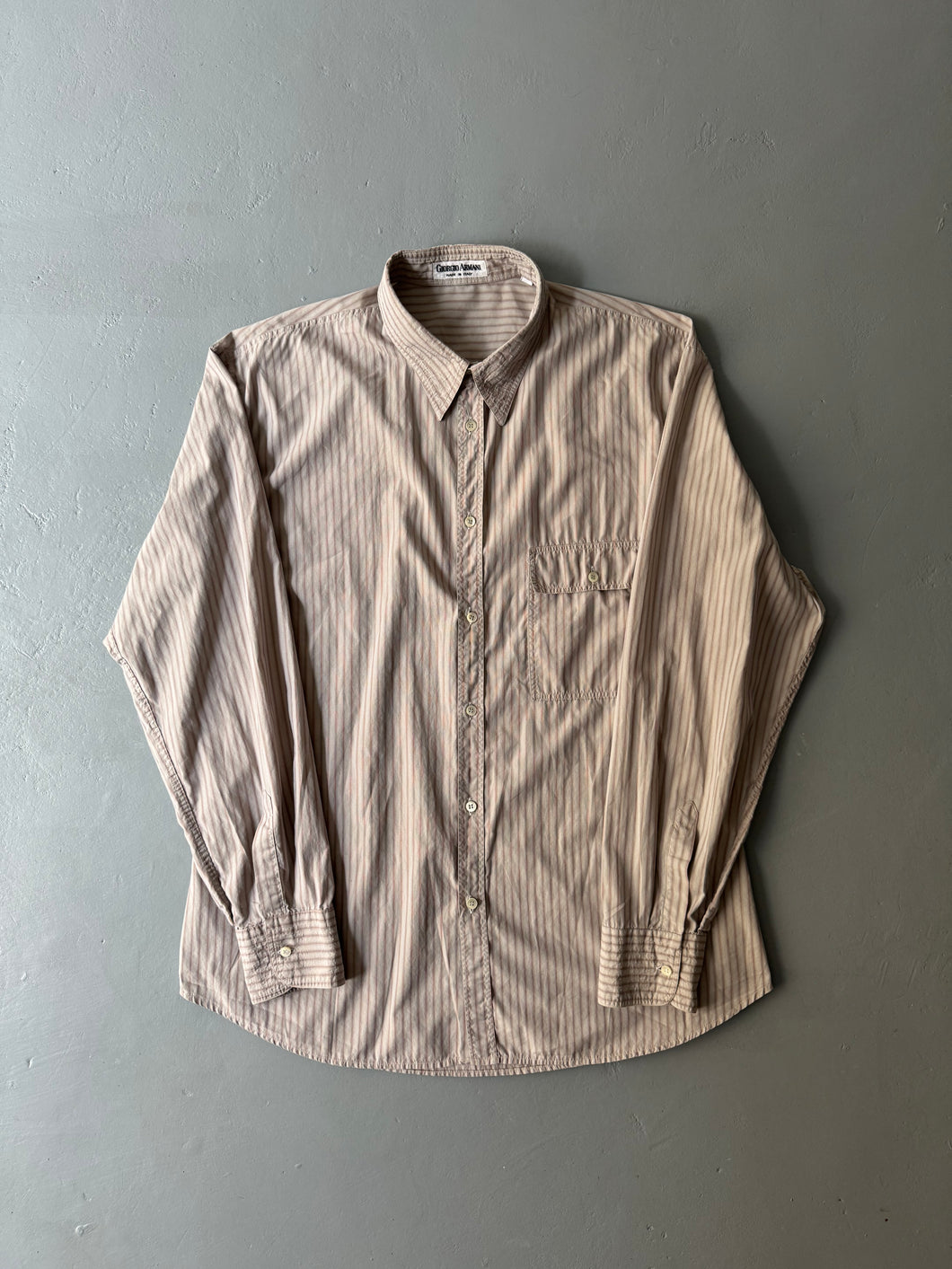 1980s Giorgio Armani stripped shirt gray / red