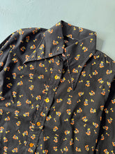 Load image into Gallery viewer, 1970s mushroom print silkscreen handmade black
