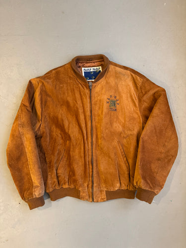 1980s NAF NAF leather bomber jacket vintage archive fashion 