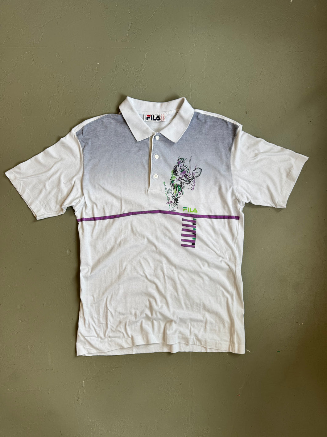 1990s Fila polo white purple