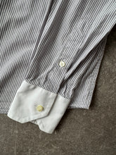 Load image into Gallery viewer, 1990s Romeo Gigli shirt striped gray white collar slim fit
