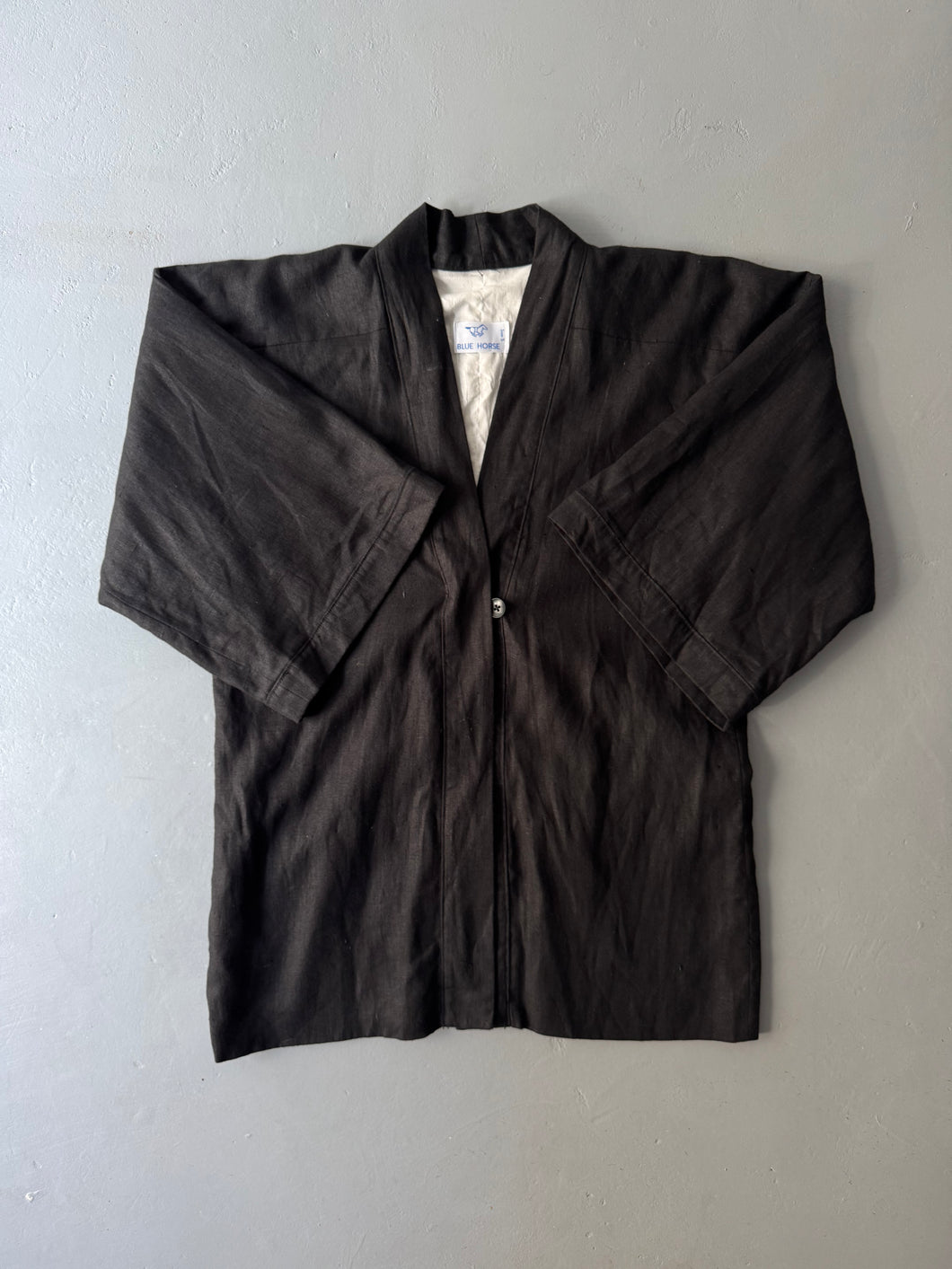 1960s Hanten kimono black linen