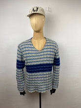 Load image into Gallery viewer, 1990s Aj striped jumper blue
