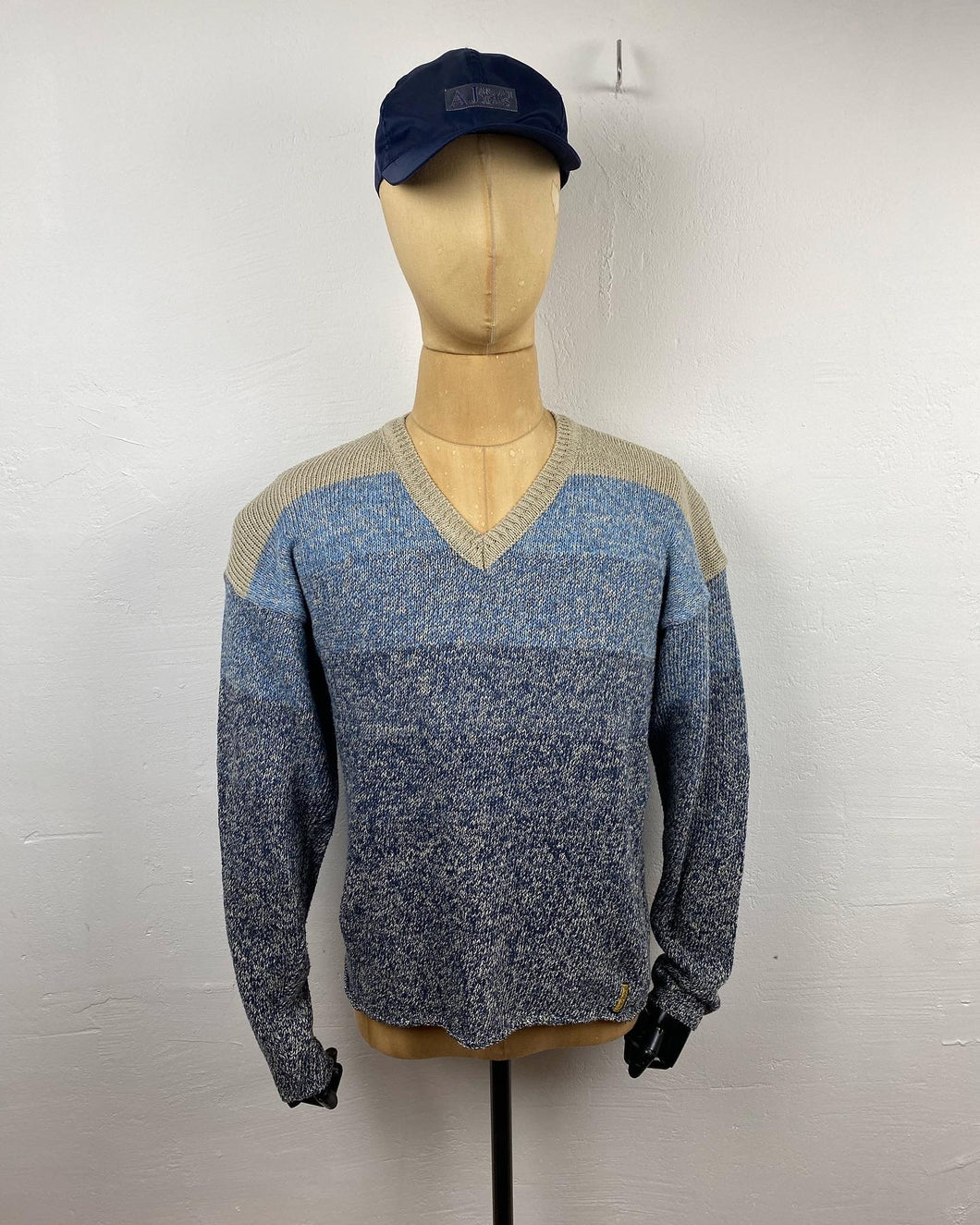 1994 Aj blue gradient V neck jumper