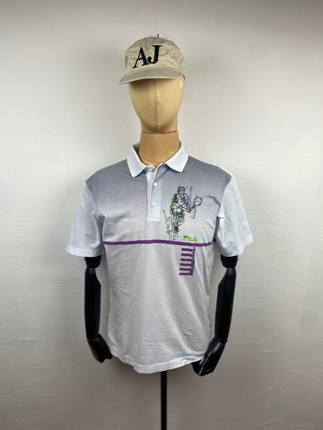 1990s Fila polo white purple